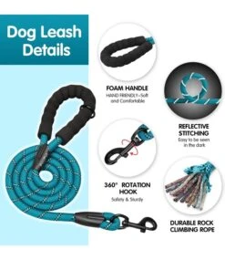 Frenkiez Frenkiez Reflective Dog Leash Petrol Blue -Hondenmode frenkiez reflective dog leash petrol blue 1