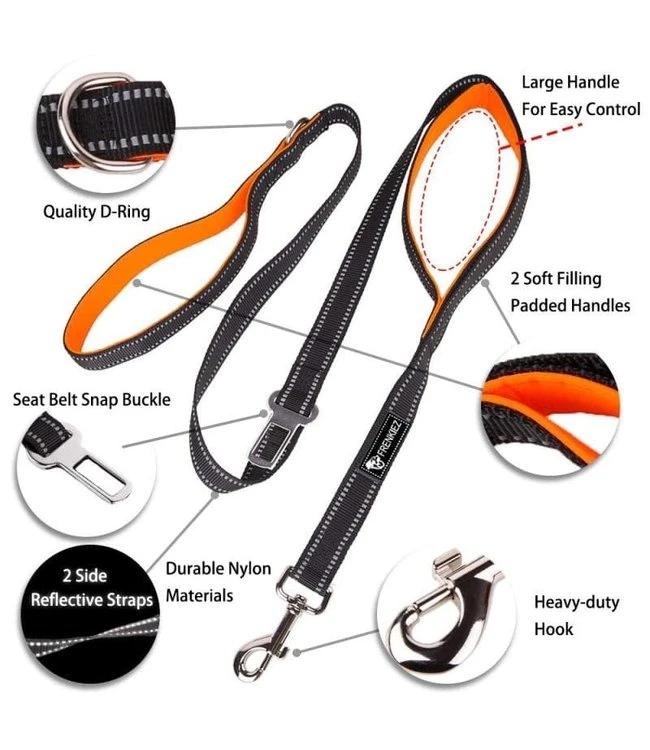 Frenkiez Frenkiez Reflective Dog Leash Yellow/green 4 Frenkiez Frenkiez Reflective Dog Leash Yellow/green - Afbeelding 2