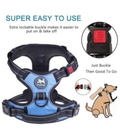 Frenkiez Frenkiez Reflective No Pull Lockable Dog Harness Blue -Hondenmode frenkiez reflective no pull lockable dog harness b 12