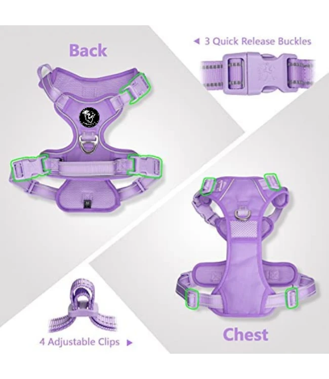Frenkiez Frenkiez Y Tuig Dogharness Reflective Lila ( Matching Straps ) 4 Frenkiez Frenkiez Y Tuig Dogharness Reflective Lila ( Matching Straps ) - Afbeelding 2