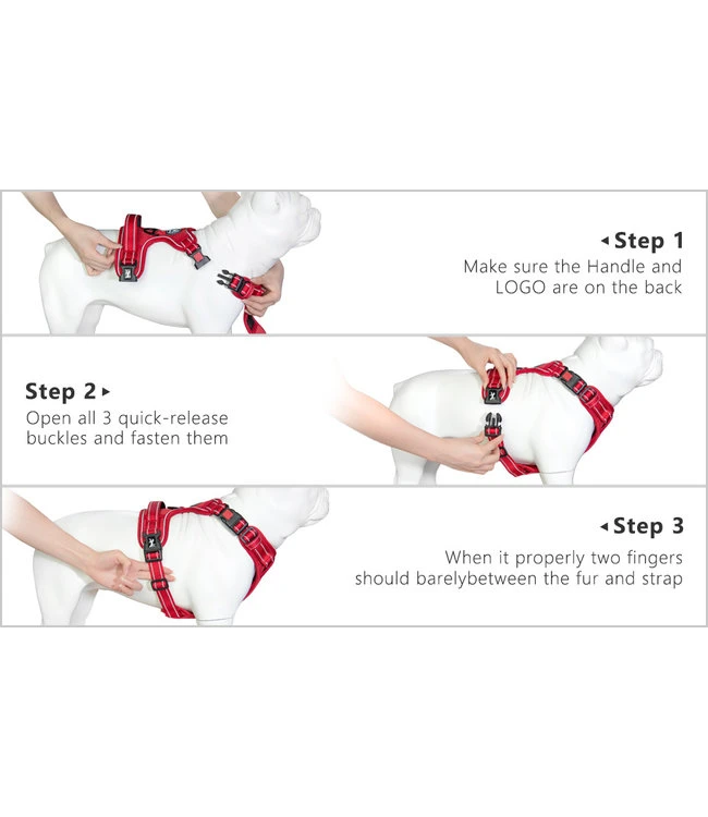 Frenkiez Frenkiez Y Tuig Dogharness Reflective Red ( Matching Straps ) 8 Frenkiez Frenkiez Y Tuig Dogharness Reflective Red ( Matching Straps ) - Afbeelding 6
