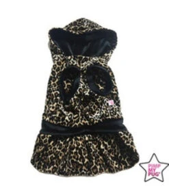 Pimp My Pug Leopard Jurk Zwart -Hondenmode leopard jurk zwart 1