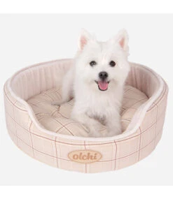 Olchi Olchi Check Circle Bed Hondenmand Beige -Hondenmode olchi check circle bed hondenmand beige 2