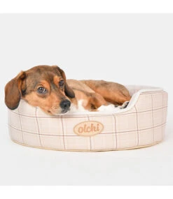 Olchi Olchi Check Circle Bed Hondenmand Beige -Hondenmode olchi check circle bed hondenmand beige 3