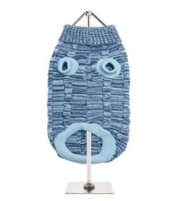 Urban Pup Urban Pup Blue Waffle Textured Knitted Sweater -Hondenmode urban pup blue waffle textured knitted sweater 1