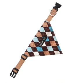 Urban Pup Urban Pup Brown & Blue Argyle Bandana -Hondenmode urban pup brown blue argyle bandana 1