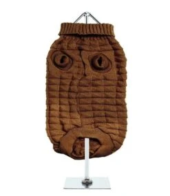 Urban Pup Urban Pup Chocolate Brown Waffle Textured Knitted Sweater -Hondenmode urban pup chocolate brown waffle textured knitted 1
