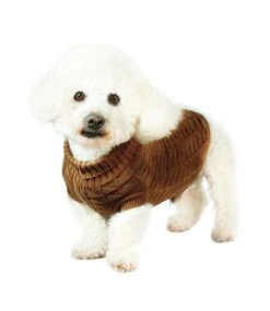 Urban Pup Urban Pup Chocolate Brown Waffle Textured Knitted Sweater -Hondenmode urban pup chocolate brown waffle textured knitted 2