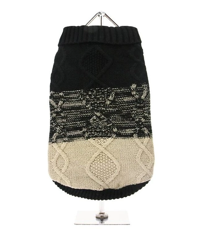 Urban Pup Urban Pup Donegal Black & Brown Ribbed Sweater 3 Urban Pup Urban Pup Donegal Black & Brown Ribbed Sweater