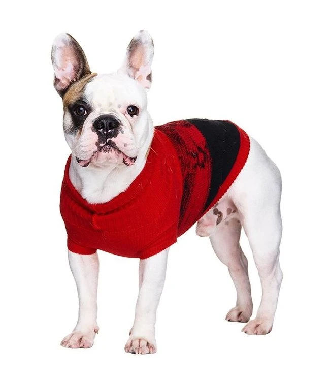 Urban Pup Urban Pup Donegal Red & Black Ribbed Sweater 5 Urban Pup Urban Pup Donegal Red & Black Ribbed Sweater - Afbeelding 3