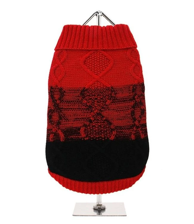 Urban Pup Urban Pup Donegal Red & Black Ribbed Sweater 3 Urban Pup Urban Pup Donegal Red & Black Ribbed Sweater