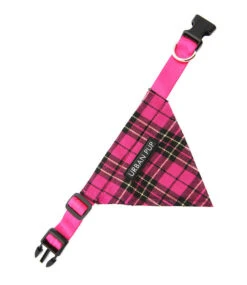 Hondenmode -Hondenmode urban pup fuchsia pink tartan bandana 1