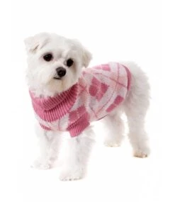Urban Pup Urban Pup Pink Argyle Sweater -Hondenmode urban pup pink argyle sweater 1