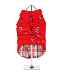 Urban Pup Urban Pup Red Fabric Trench Coat -Hondenmode urban pup red fabric trench coat 1