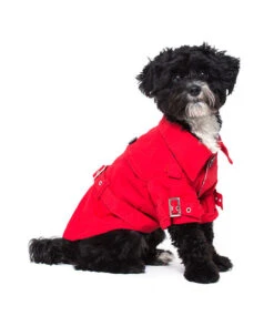 Urban Pup Urban Pup Red Fabric Trench Coat -Hondenmode urban pup red fabric trench coat 2