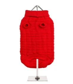 Urban Pup Urban Pup Red Waffle Textured Knitted Sweater -Hondenmode urban pup red waffle textured knitted sweater 1